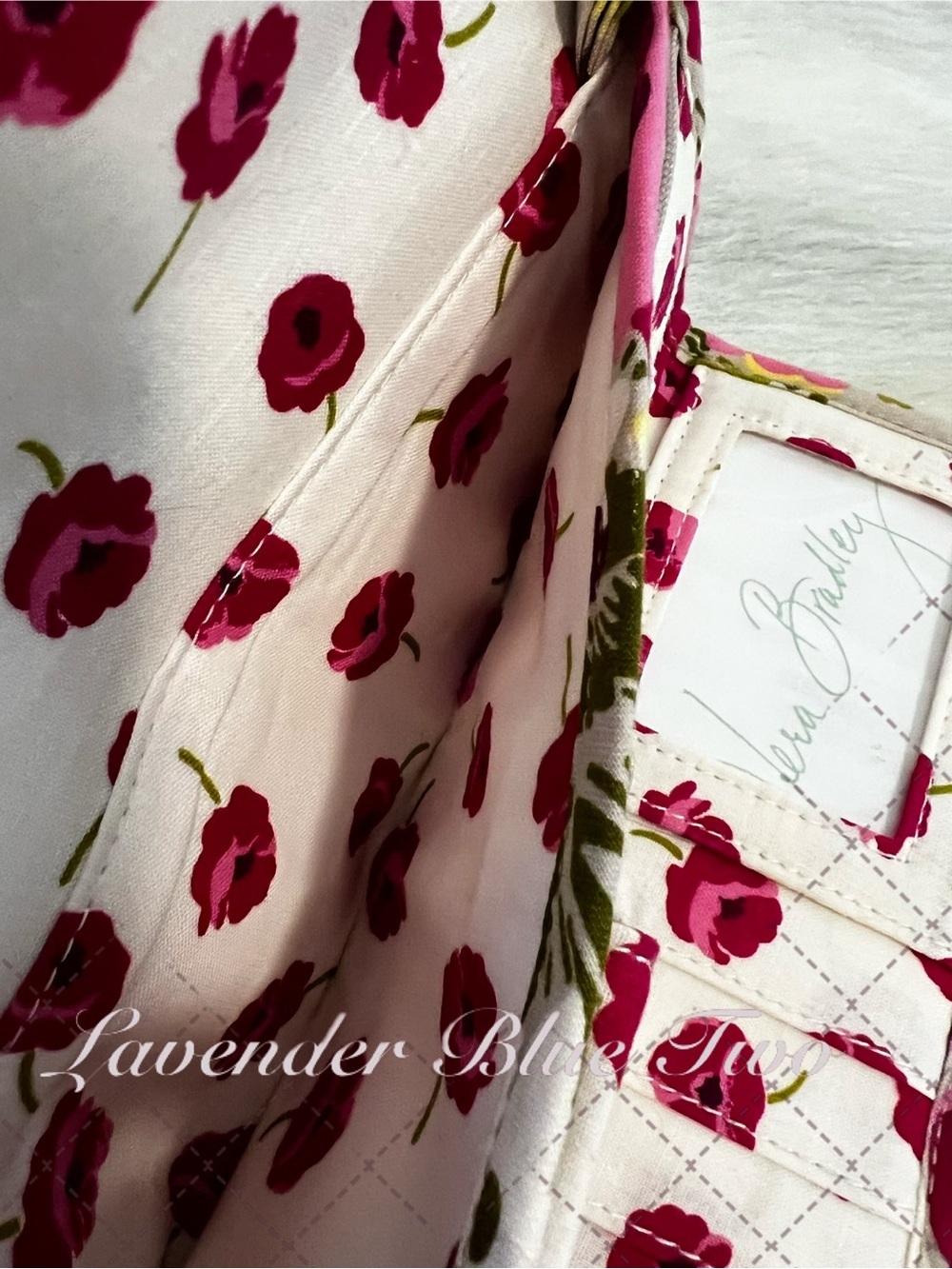 VERA BRADLEY Make Me Blush 2010 Trifold Wallet Crossbody On A String Pink Floral - Picture 9 of 15